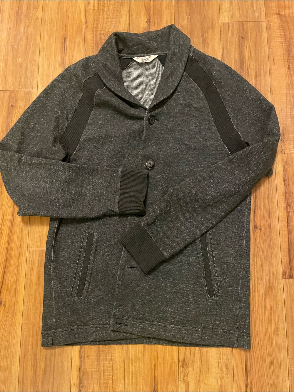 Men's Dark Gray Shawl Collar Cardigan Sweater